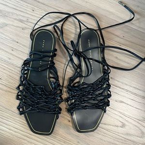 Zara black wrap around sandals